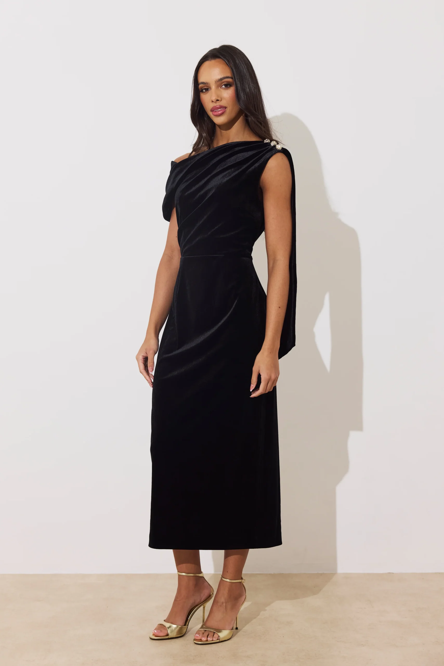 Eleni Front The 8th Sign Eleni Black Velvet Dress - Image 1